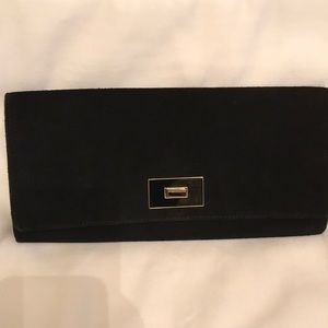 Black clutch suede material